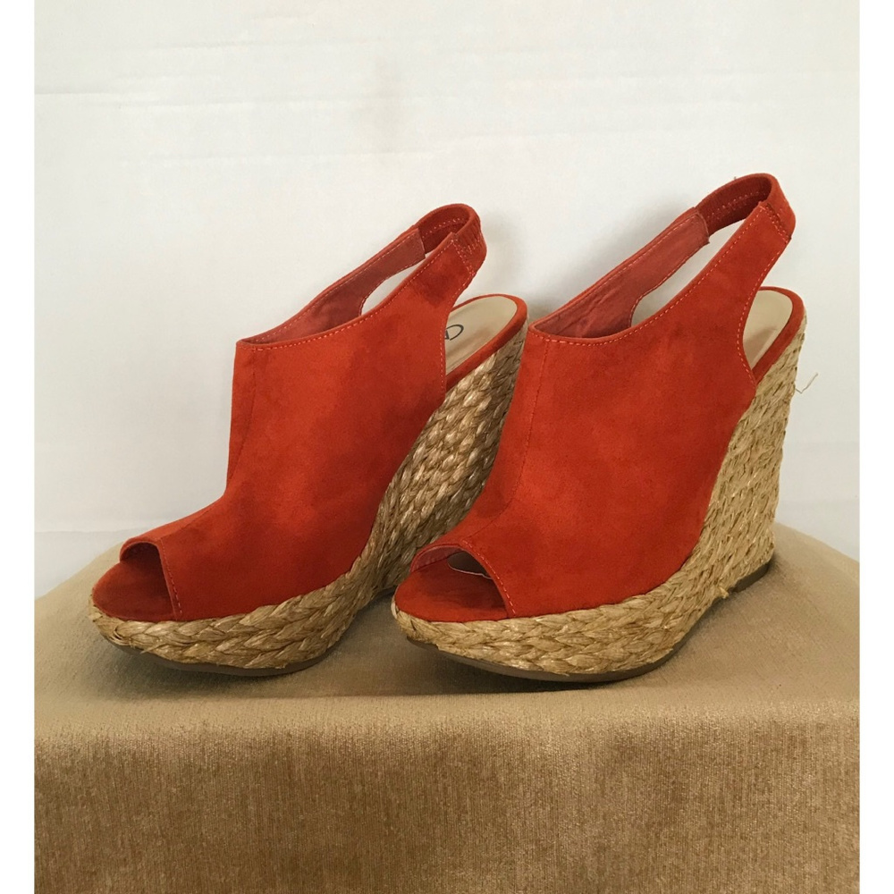 Carlos Santana Espadrille Wedge  Sandals- ORANGE